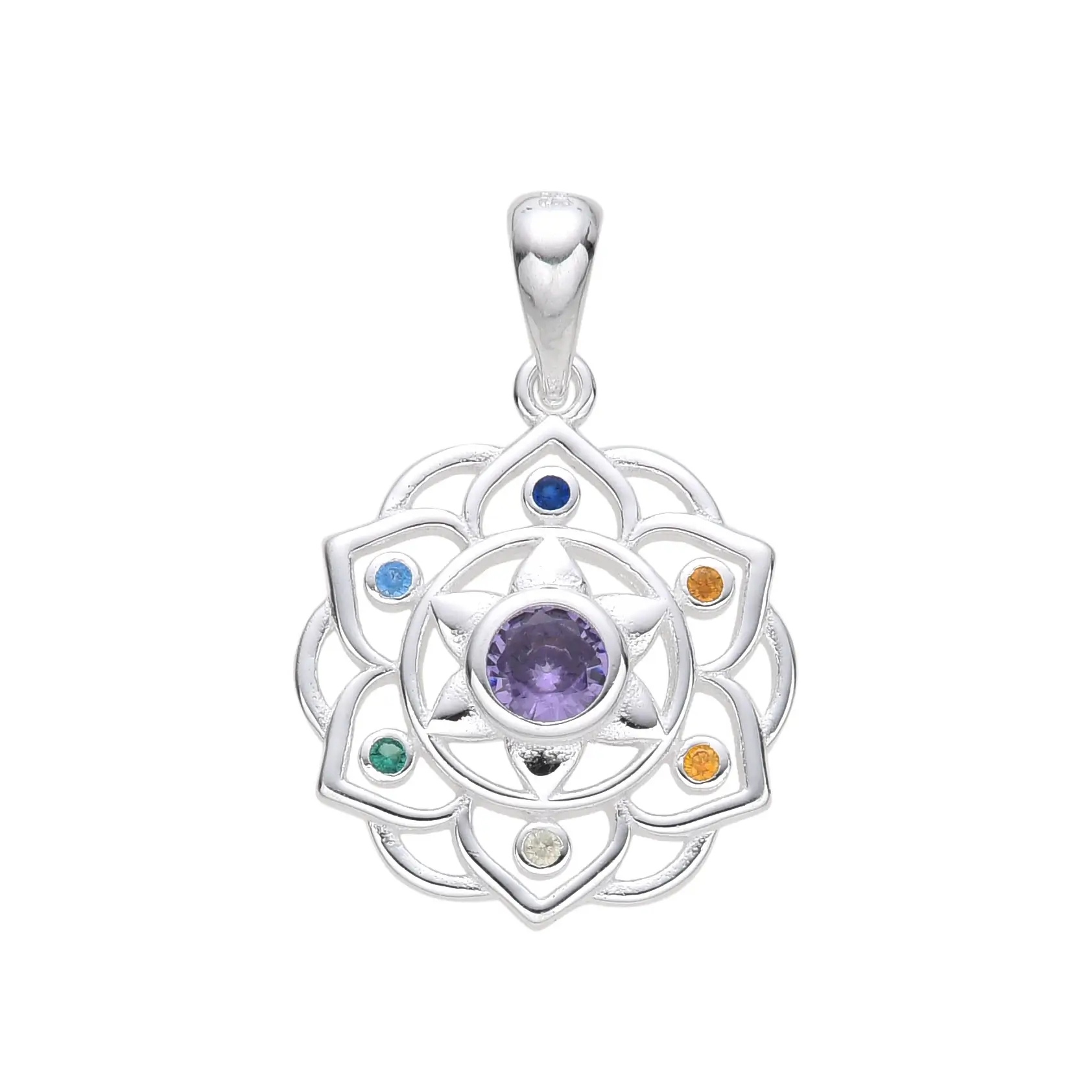 DIJE FLOR CUBIC MULTICOLOR / PLATA	
