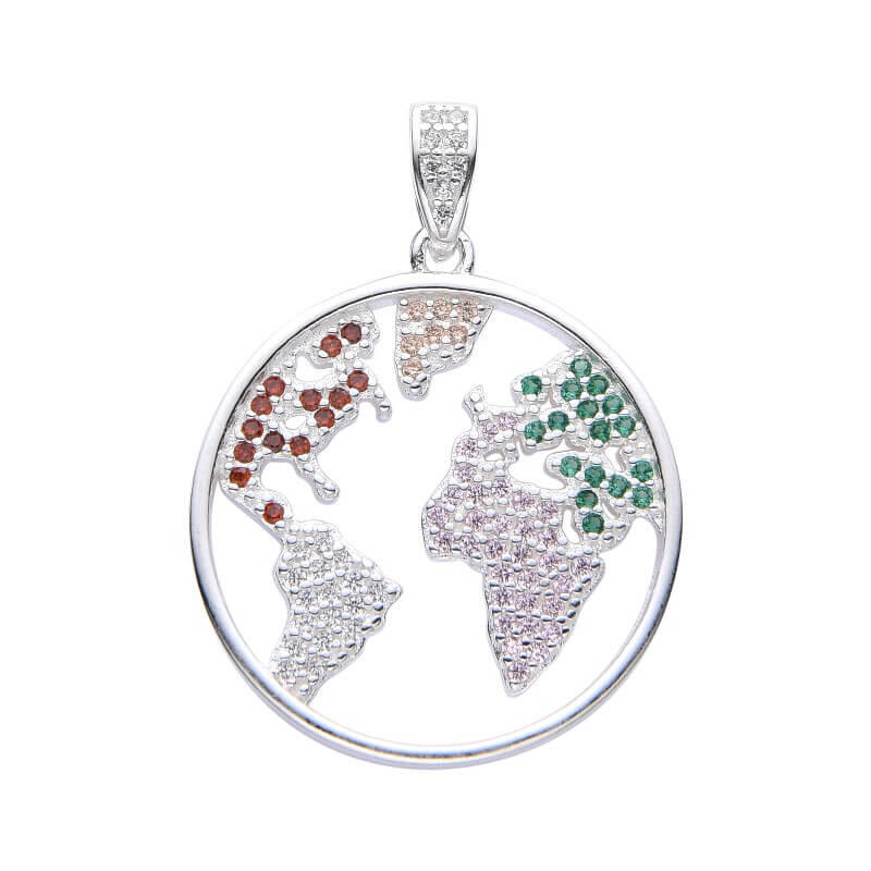 DIJE MUNDO CUBIC MULTICOLOR / PLATA	