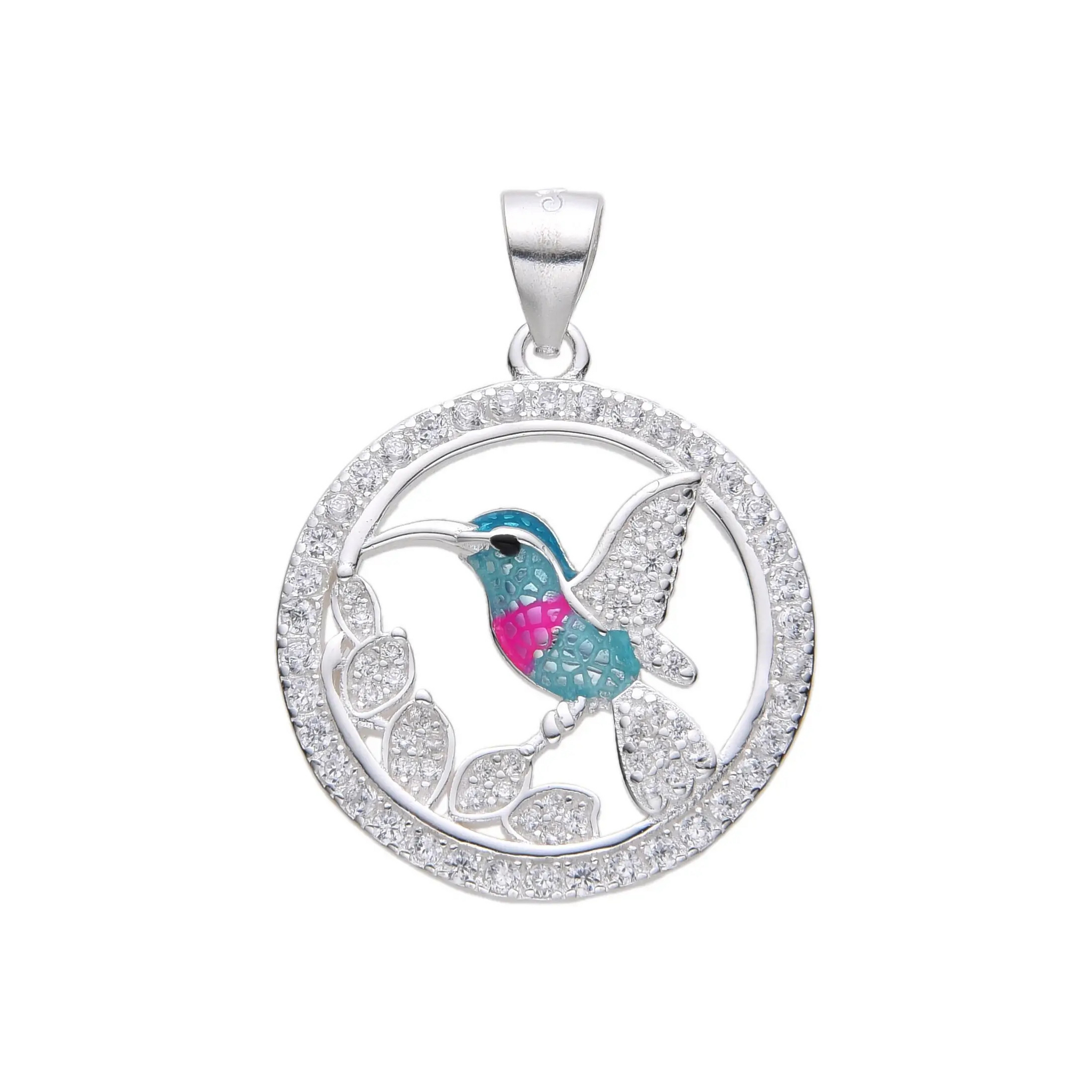 DIJE COLIBRÍ CUBIC MULTICOLOR / PLATA	