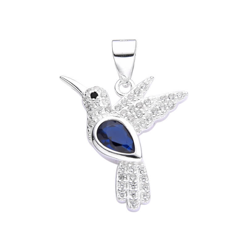 DIJE COLIBRÍ CUBIC AZUL / PLATA	