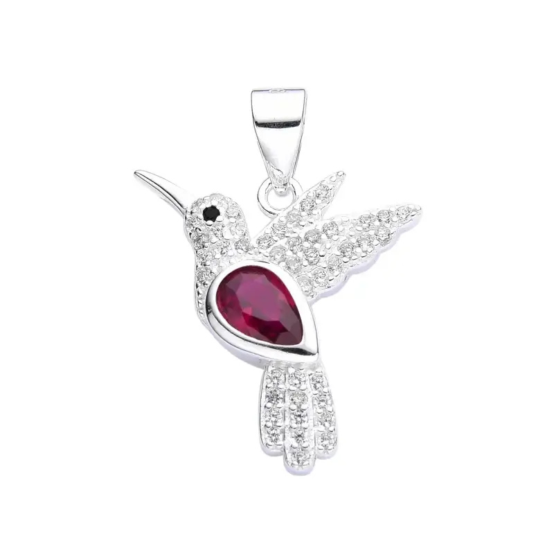 DIJE COLIBRÍ CUBIC ROSA / PLATA	