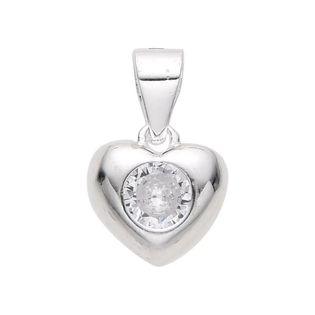 DIJE CORAZÓN PUNTO DE LUZ CUBIC / PLATA	