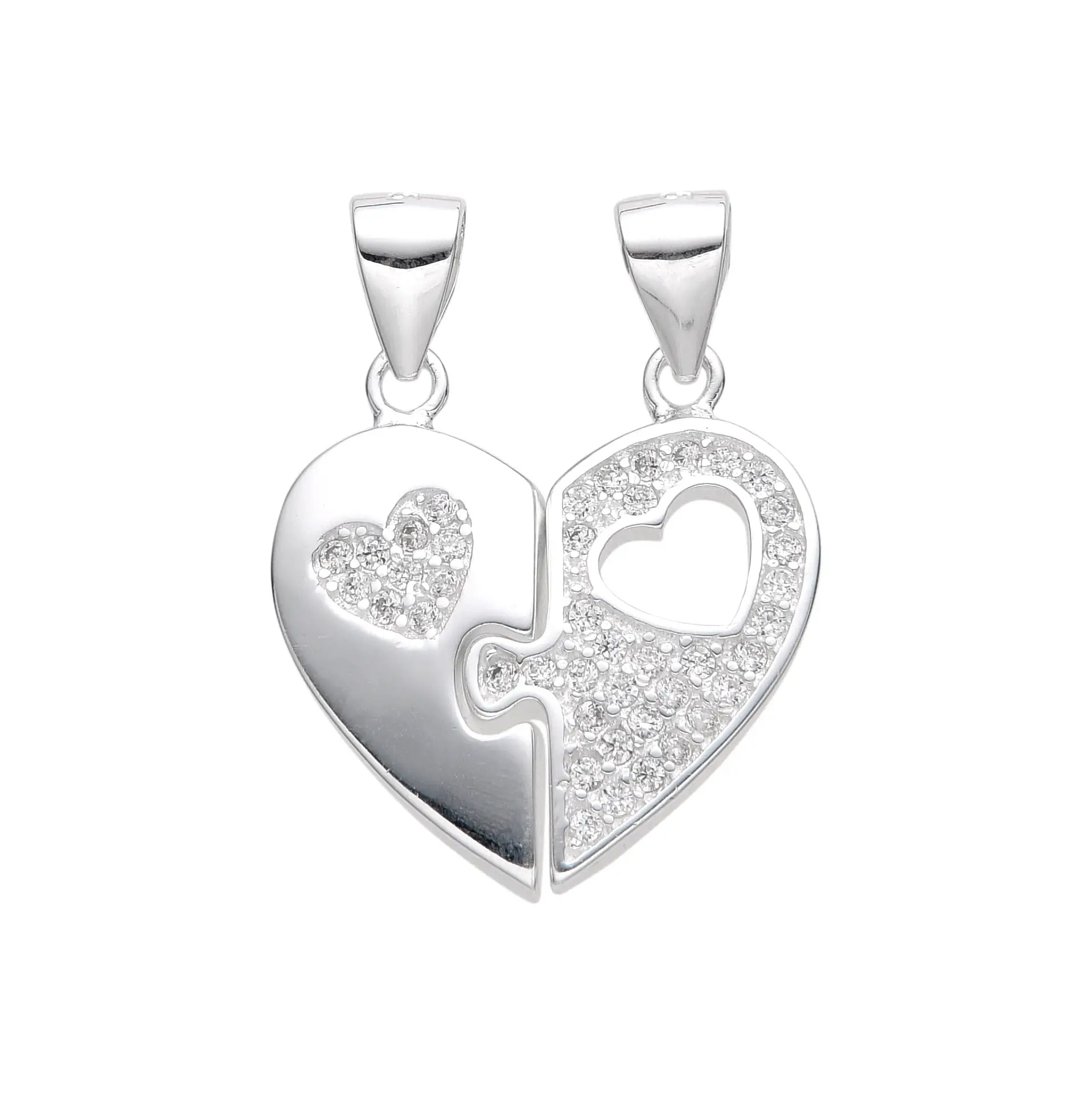 DIJE CORAZÓN ROTO CUBIC / PLATA	
