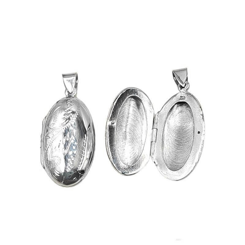 DIJE RELICARIO OVAL 16MM CUBIC / PLATA