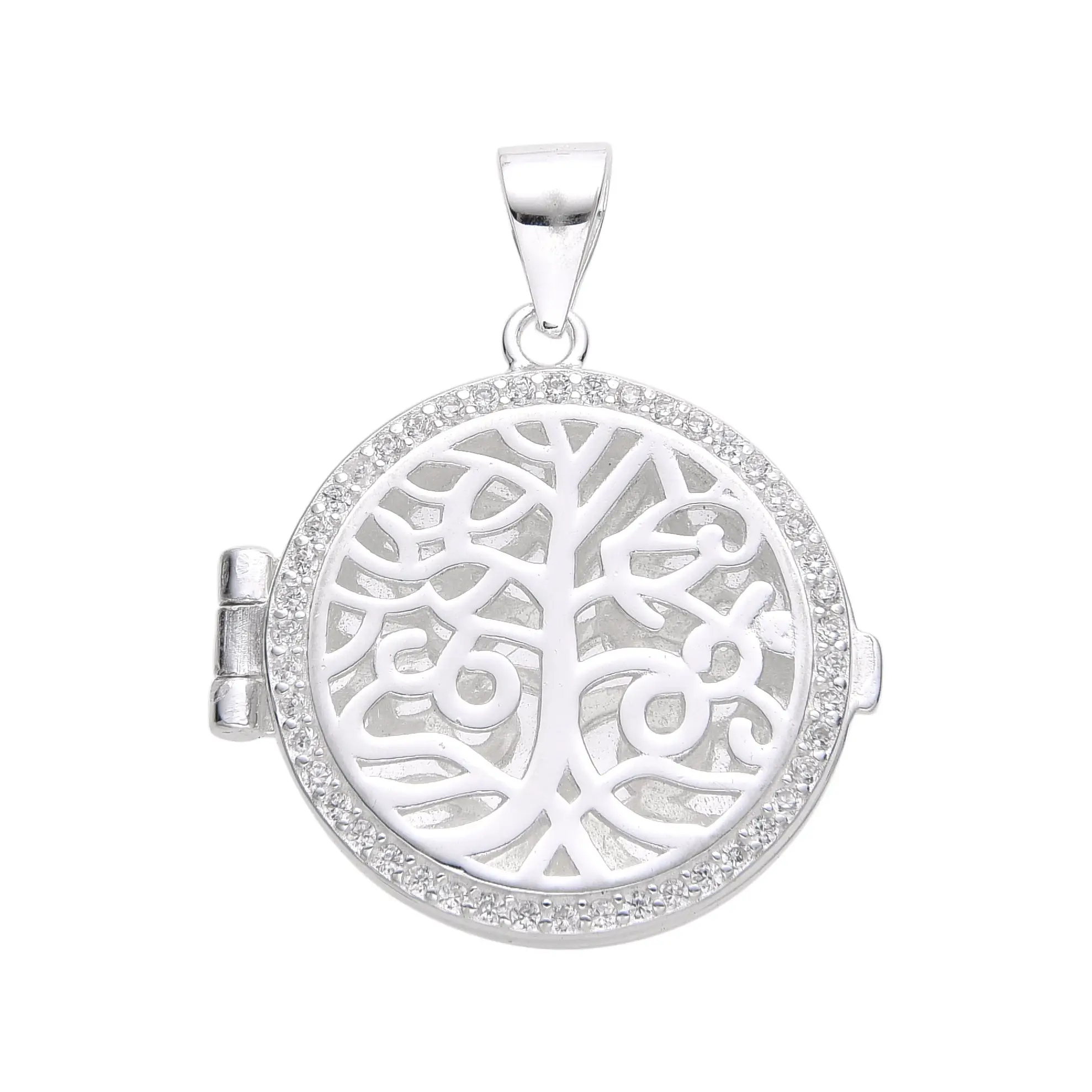 DIJE RELICARIO ÁRBOL DE LA VIDA 20MM CUBIC / PLATA