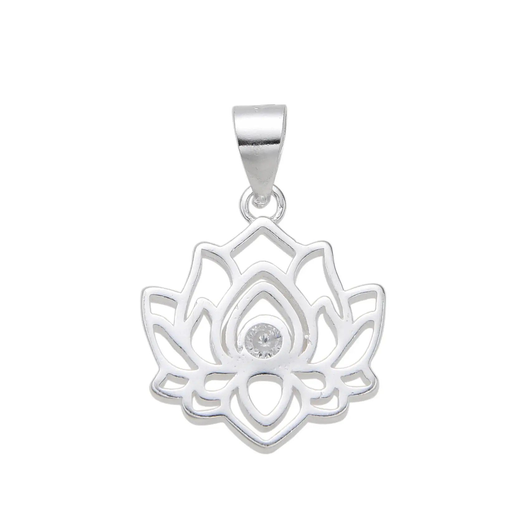 DIJE FLOR DE LOTO CUBIC / PLATA