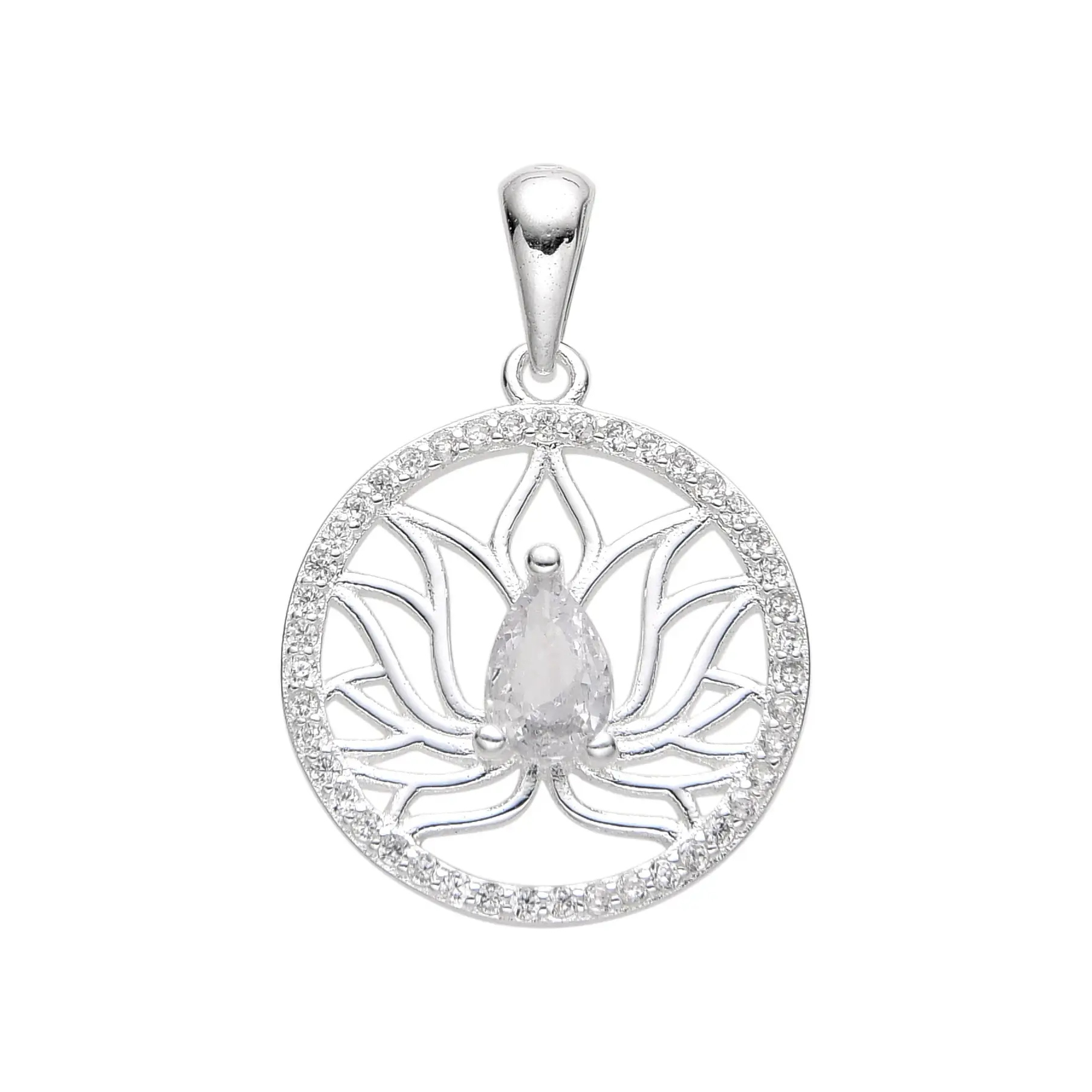 DIJE FLOR DE LOTO CUBIC / PLATA