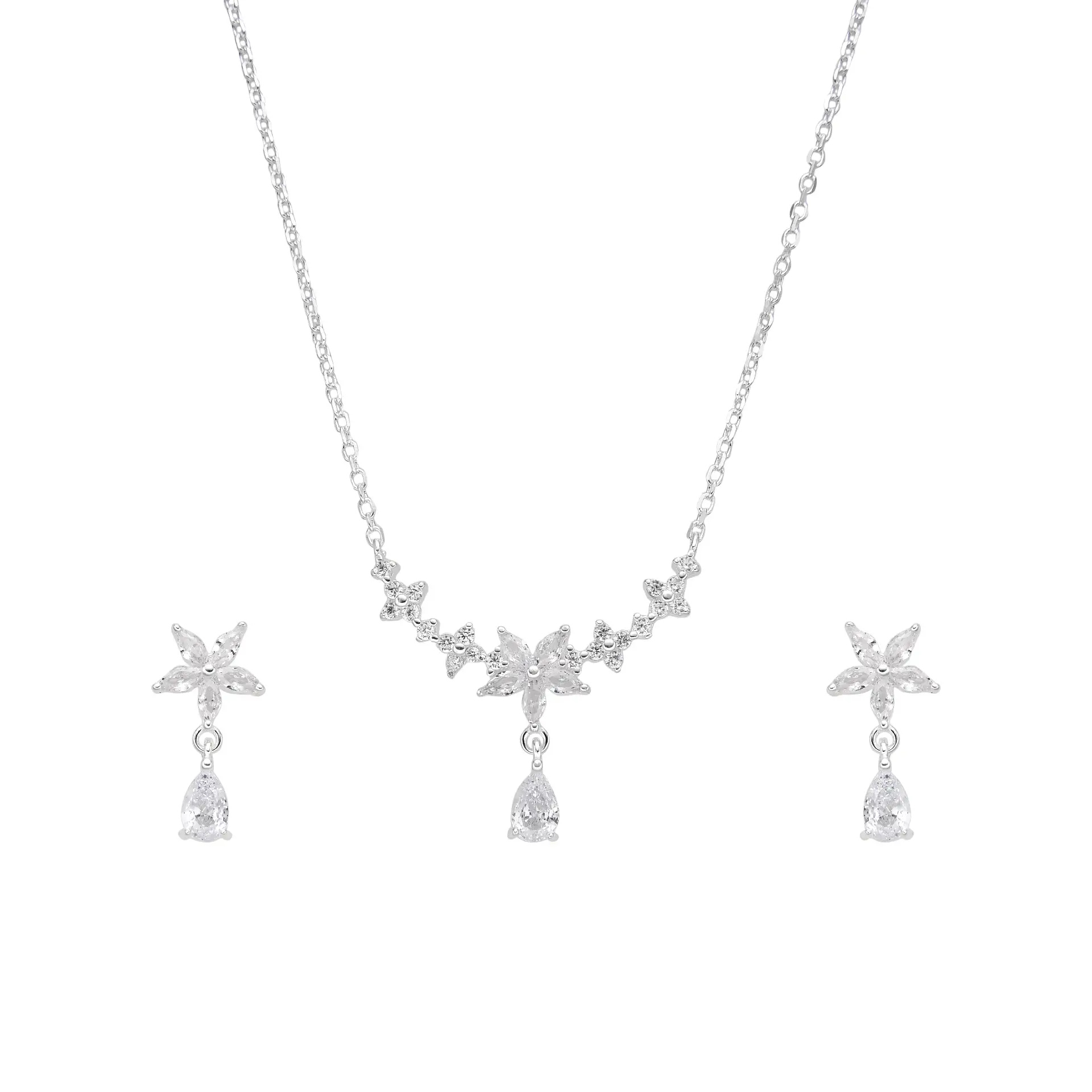 CONJUNTO AROS FLOR CUBIC / PLATA