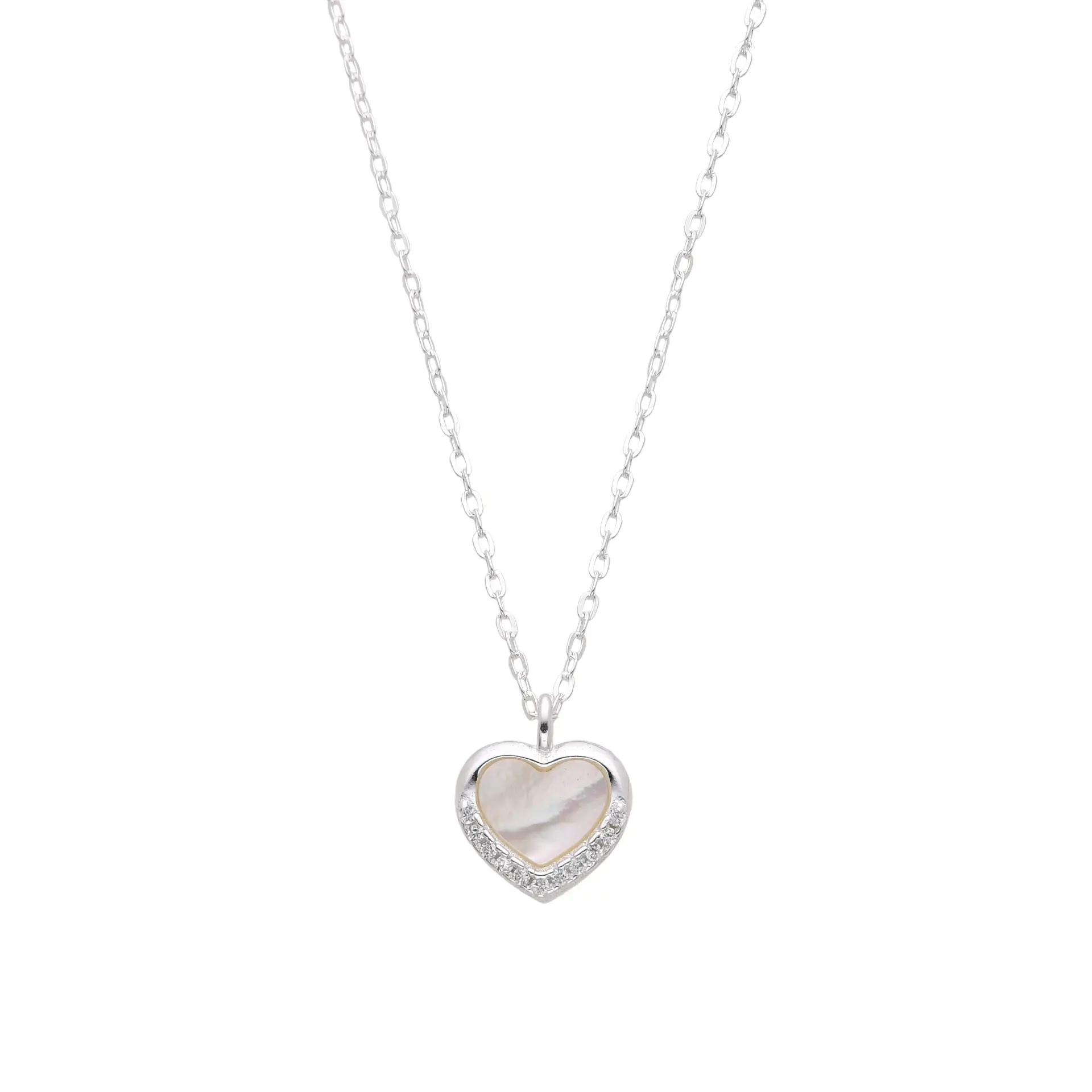 CONJUNTO CORAZÓN NACAR CUBIC / PLATA