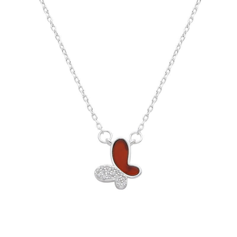 CONJUNTO MARIPOSAS CUBIC ROJO / PLATA