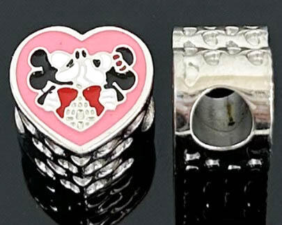 DIJE CHARM MICKEY MINNIE CORAZÓN / ACERO
