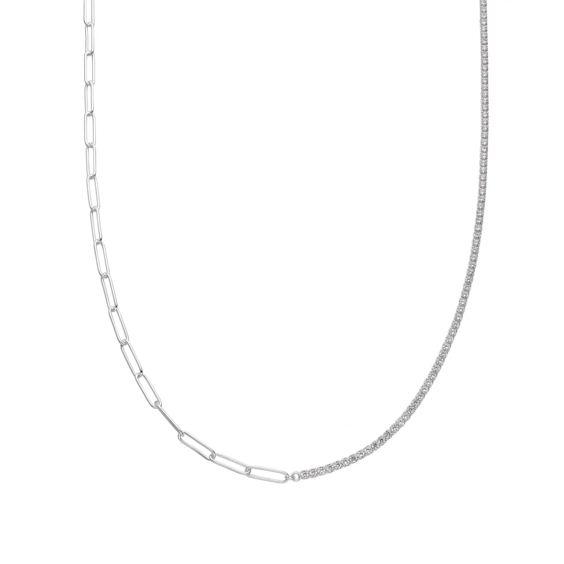 CADENA DOBLE TENNIS CLIP CUBIC / PLATA
