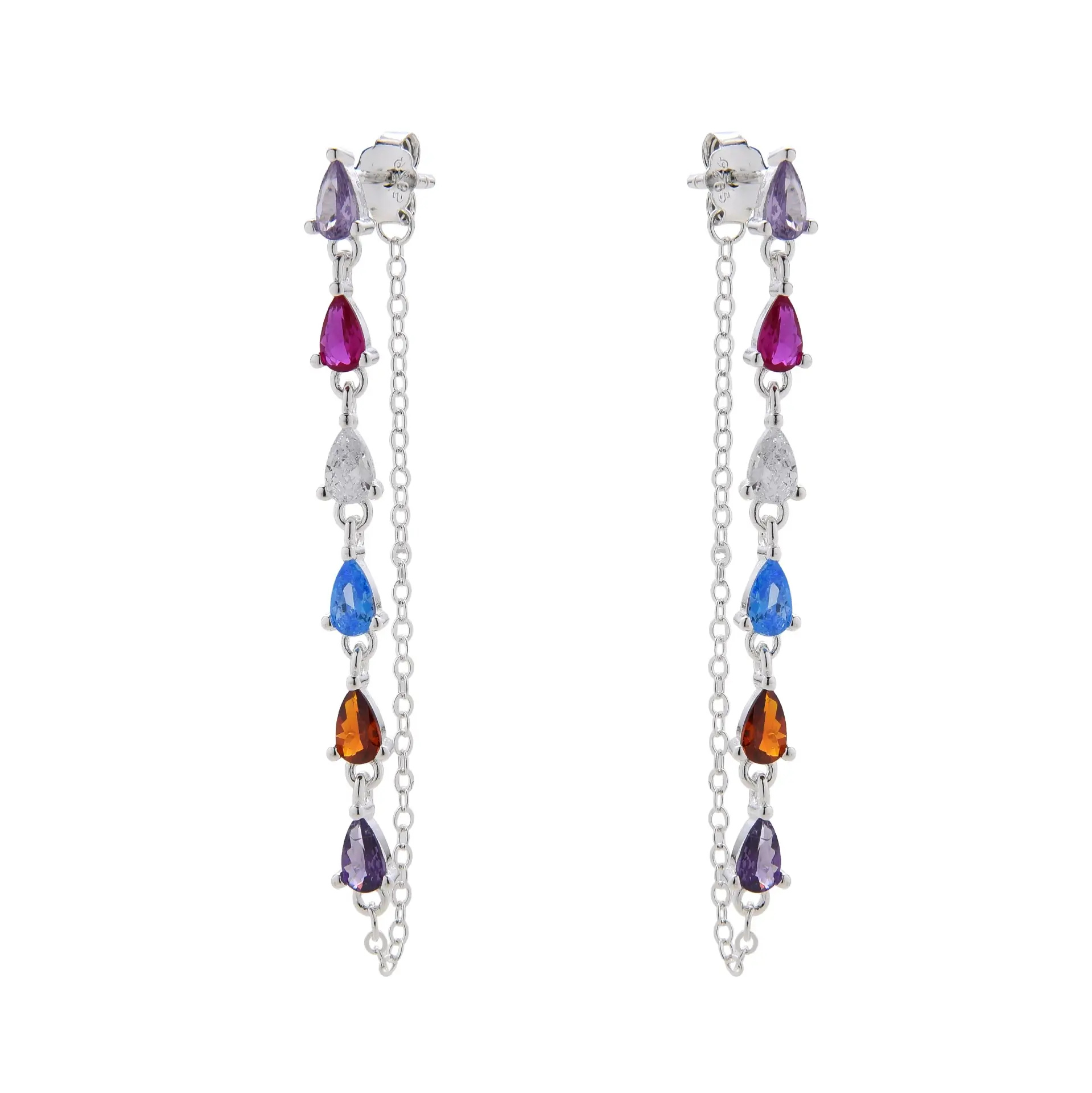 AROS GOTA COLGANTE CUBIC MULTICOLOR / PLATA