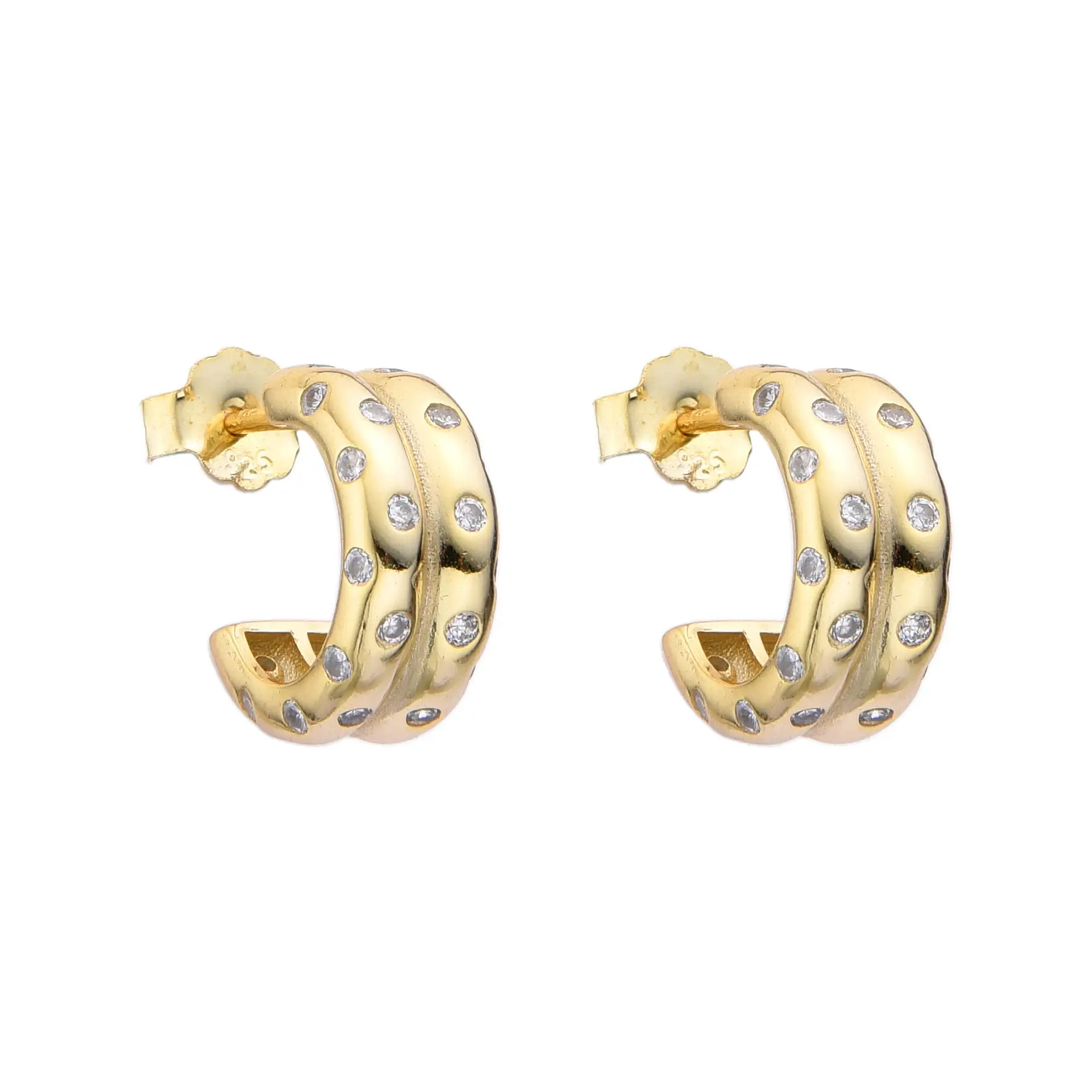 AROS MEDIA ARGOLLA PUNTO DE LUZ CUBIC / PLATA DORADA