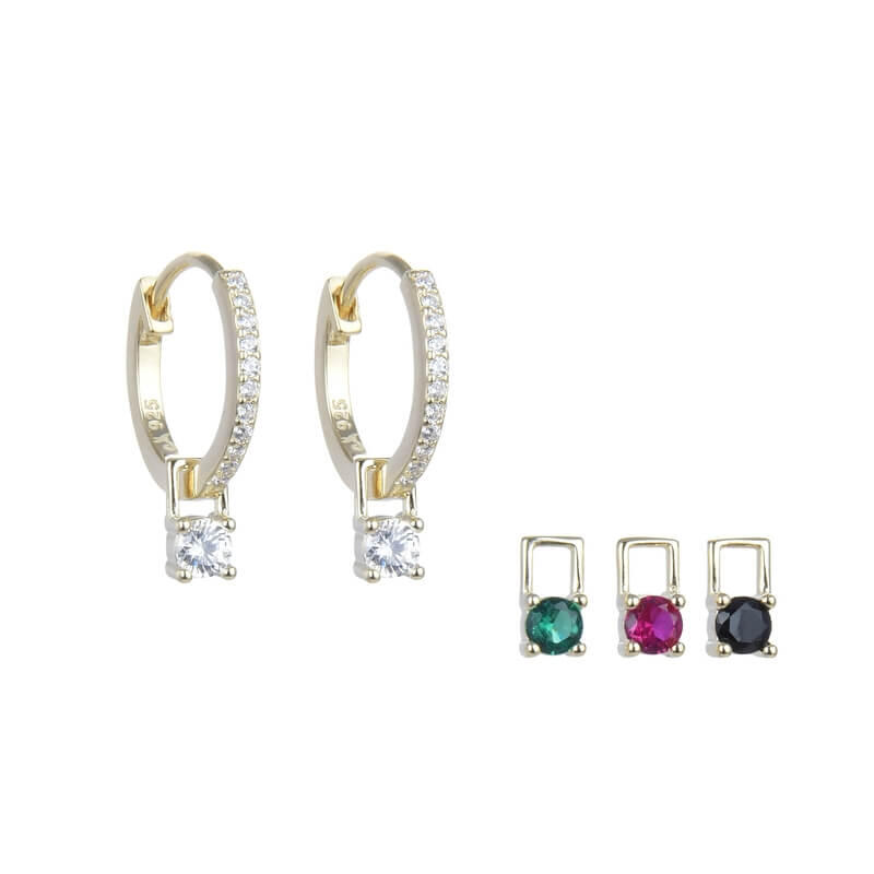 AROS ARGOLLA PUNTOS DE LUZ INTERCAMBIAMBLES CUBIC MULTICOLOR / PLATA DORADA