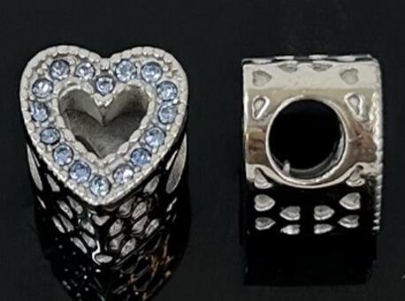 DIJE CHARM CORAZÓN CUBIC AZUL / ACERO 