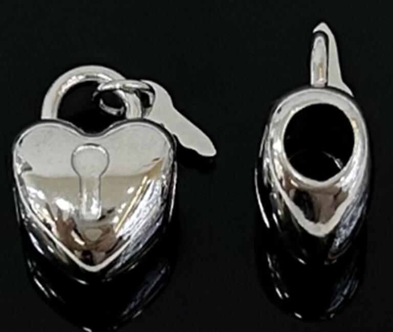 DIJE CHARM CORAZÓN CANDADO / ACERO 