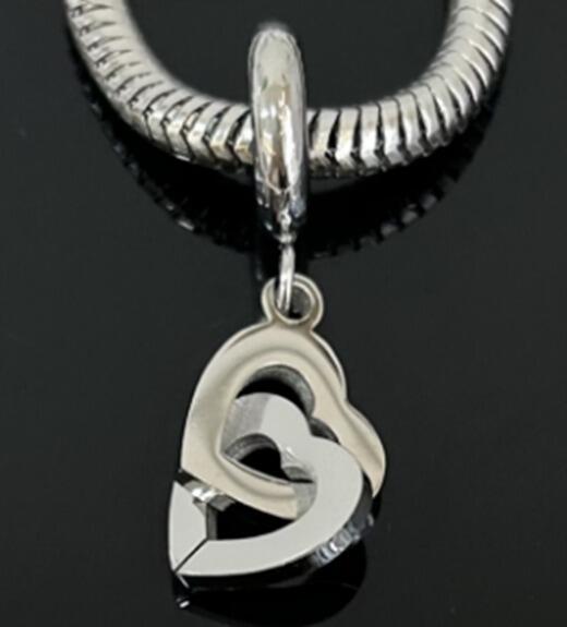 DIJE CHARM CORAZÓN DOBLE / ACERO