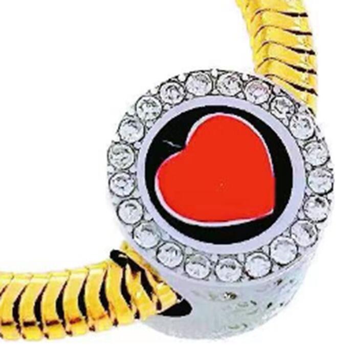 DIJE CHARM CORAZÓN CUBIC ESMALTE ROJO / ACERO