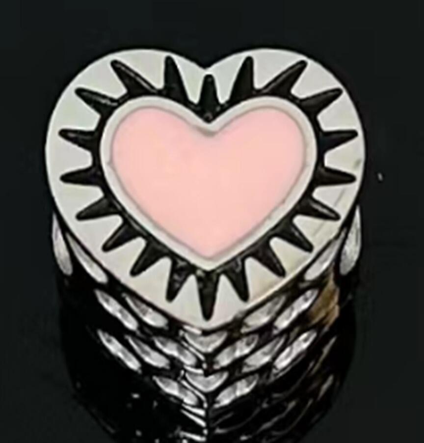 DIJE CHARM CORAZÓN ESMALTE ROSA / ACERO