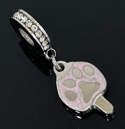 DIJE CHARM HUELLA PERRO ESMALTE ROSA / ACERO