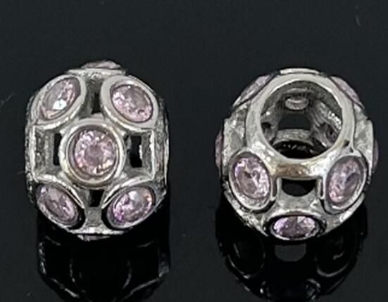 DIJE CHARM BOLA CUBIC ROSA / ACERO