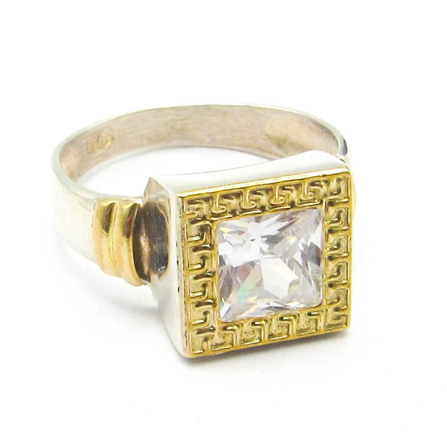 ANILLO GUARDA 10MM CUBIC /PLATA Y ORO