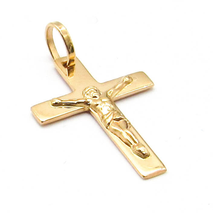 DIJE CRUZ PLANA CRISTO 15x21MM /O.ROJO