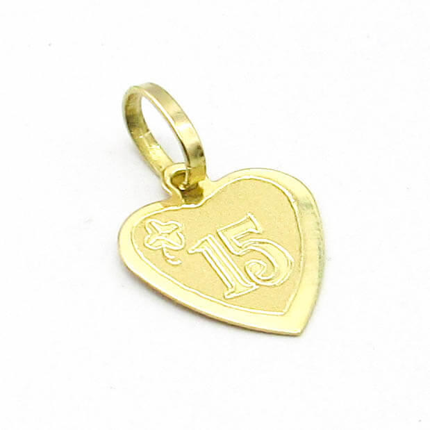 MEDALLA CORAZON 15AÑOS 10MM /O.AMARILLO