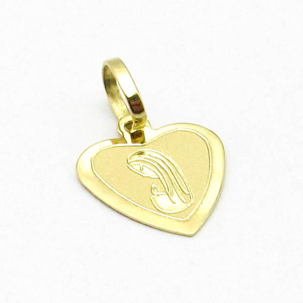 MEDALLA CORAZON VIRGEN NIÑA 10MM /O.AMARILLO