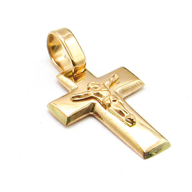DIJE CRUZ ENCAMISADA CRISTO 12x17MM /O.ROJO