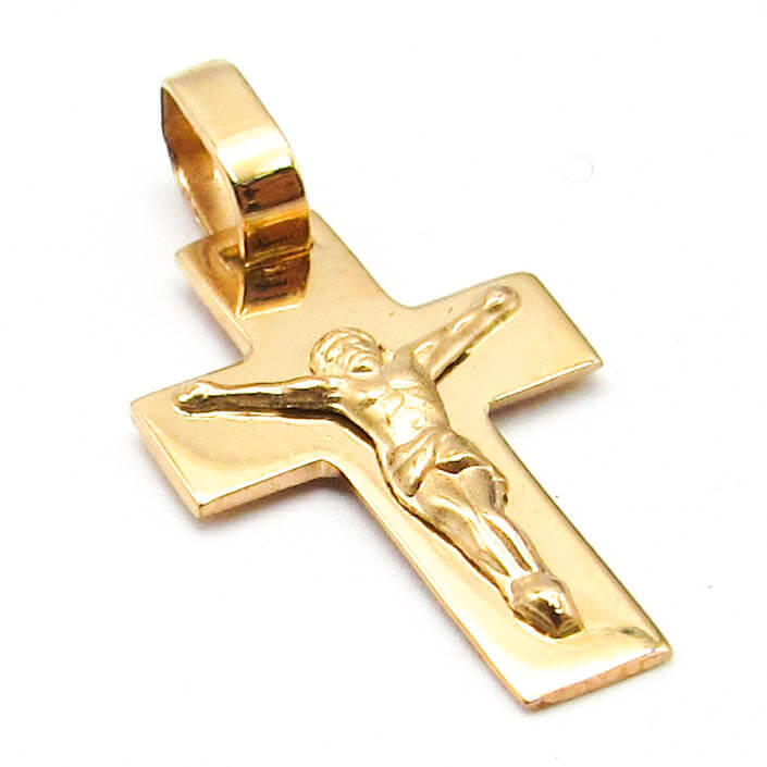 DIJE CRUZ PLANA CRISTO 13x20MM /O.ROJO