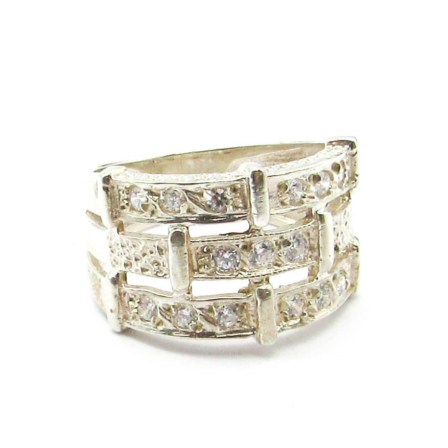ANILLO TRIPLE 1/2 SINFIN CALADO /PLATA 