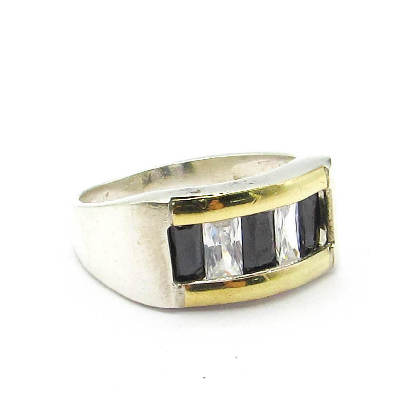ANILLO BAGUETTES *5 /PLATA Y ORO