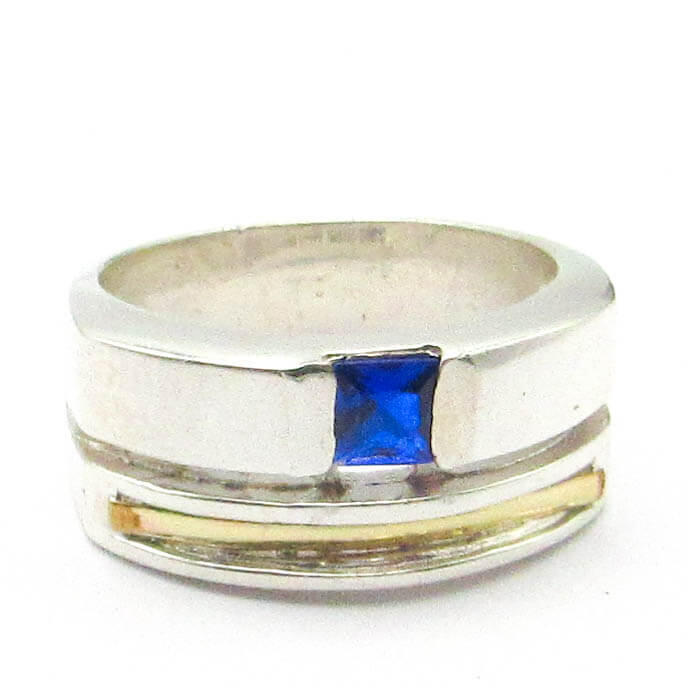 ANILLO CALADO CENTRO CARRE /PLATA Y ORO