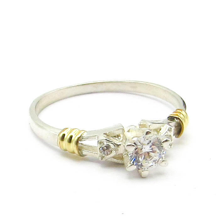 ANILLO SOLITARIO GRIFAS*6 4446 /PLATA Y ORO