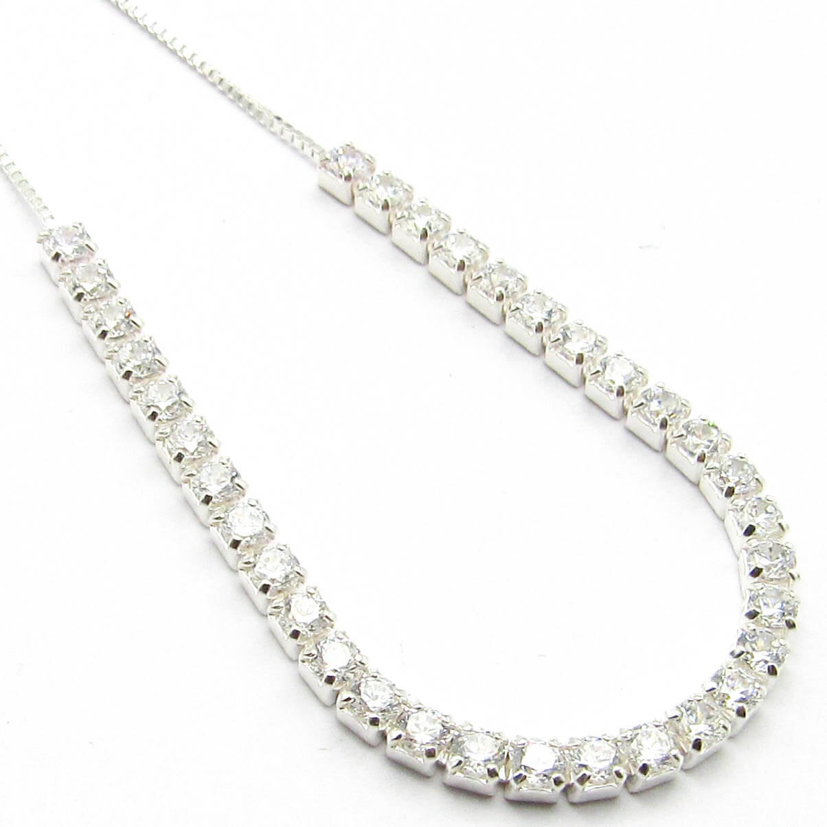 PULSERA TENNIS AJUSTABLE CUBIC / PLATA