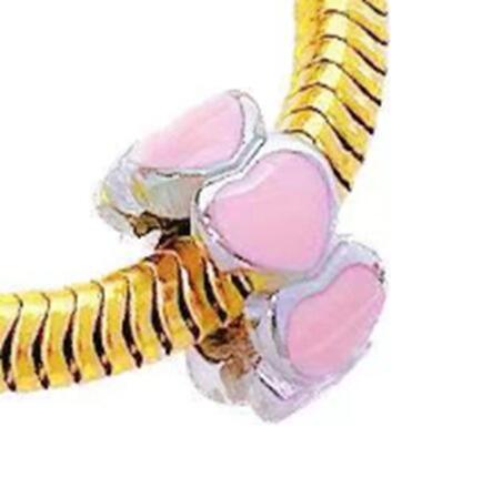 DIJE CHARM CORAZONES ROSA / ACERO