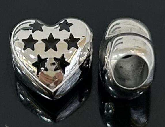 DIJE CHARM CORAZÓN INFLADO ESTRELLAS / ACERO