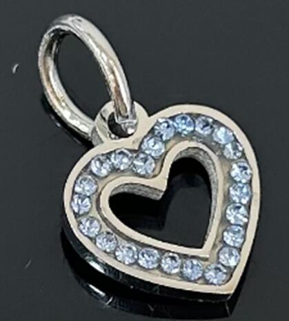 DIJE CHARM CORAZÓN CUBIC AZUL / ACERO