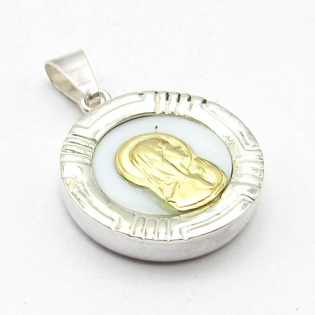DIJE VIRGEN NIÑA NACAR 18MM /PLATA Y ORO