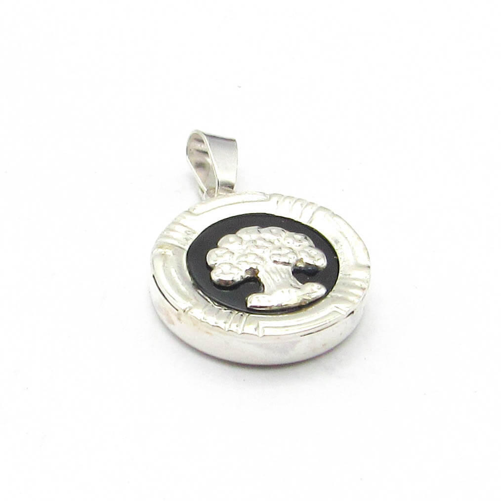 DIJE ARBOL ONIX 18MM /PLATA 