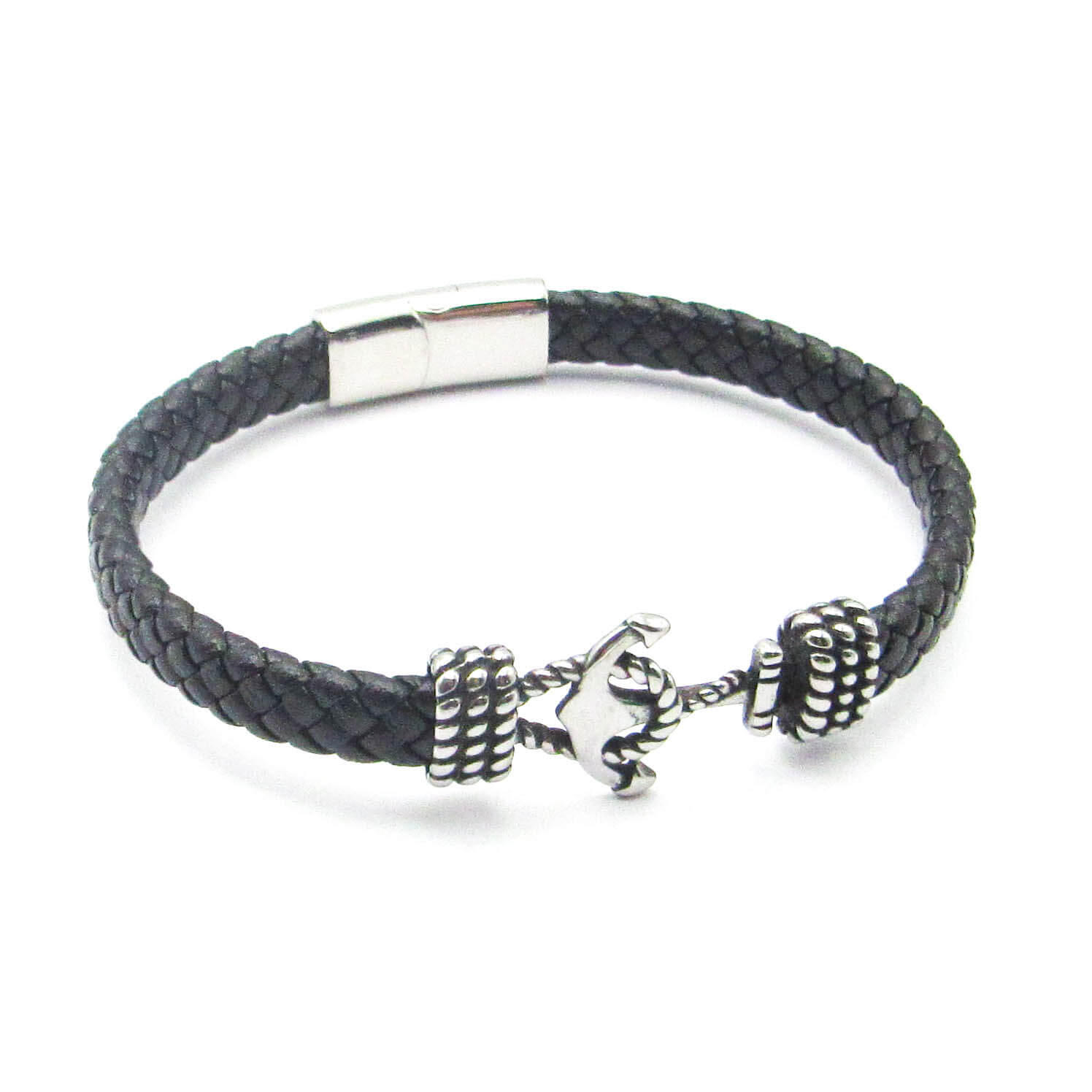 PULSERA SIMILCUERO CENTRO ANCLA /ACERO