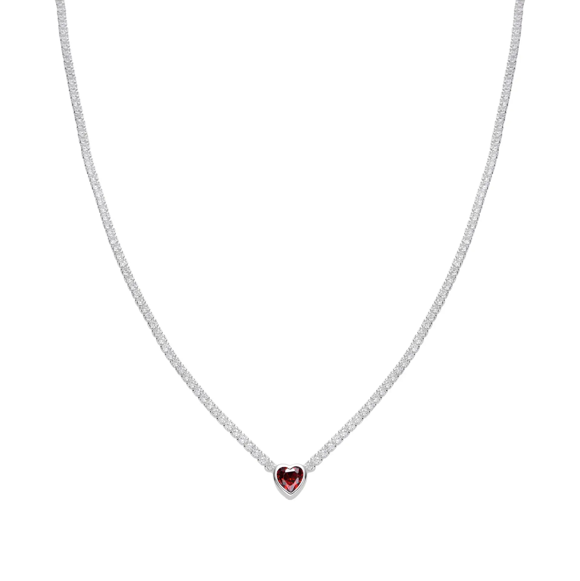 CONJUNTO TENNIS CORAZÓN CUBIC ROJO / PLATA