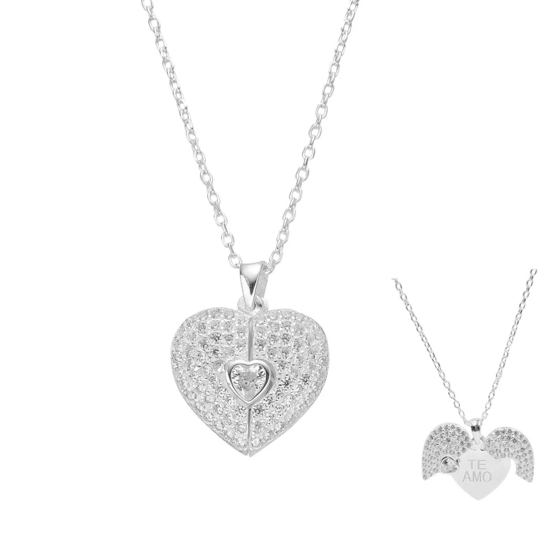 CONJUNTO CORAZÓN GRABADO CUBIC / PLATA