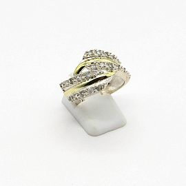 ANILLO ESCALONADO CUBICS /PLATA Y ORO