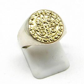 ANILLO SAN BENITO 12MM /PLATA Y ORO