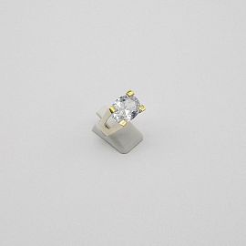 ANILLO PIEDRA OVAL /PLATA Y ORO