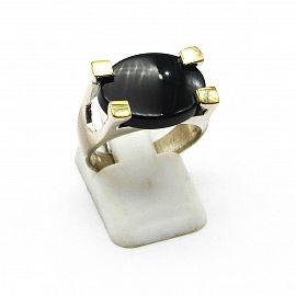 ANILLO ONIX OVAL /PLATA Y ORO