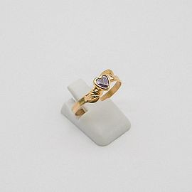 ANILLO SOLITARIO CUBIC CORAZON VIROLA /O.ROJO